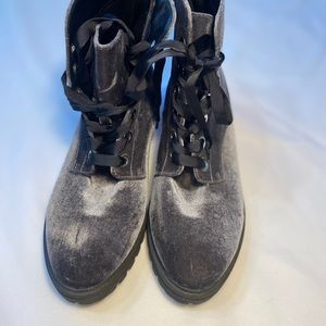Grey goth style boots for women